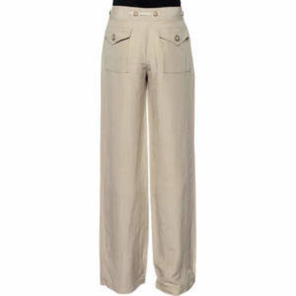 Armani Collezioni Beige Linen And Silk Wide Leg Trousers M - Picture 1 of 7